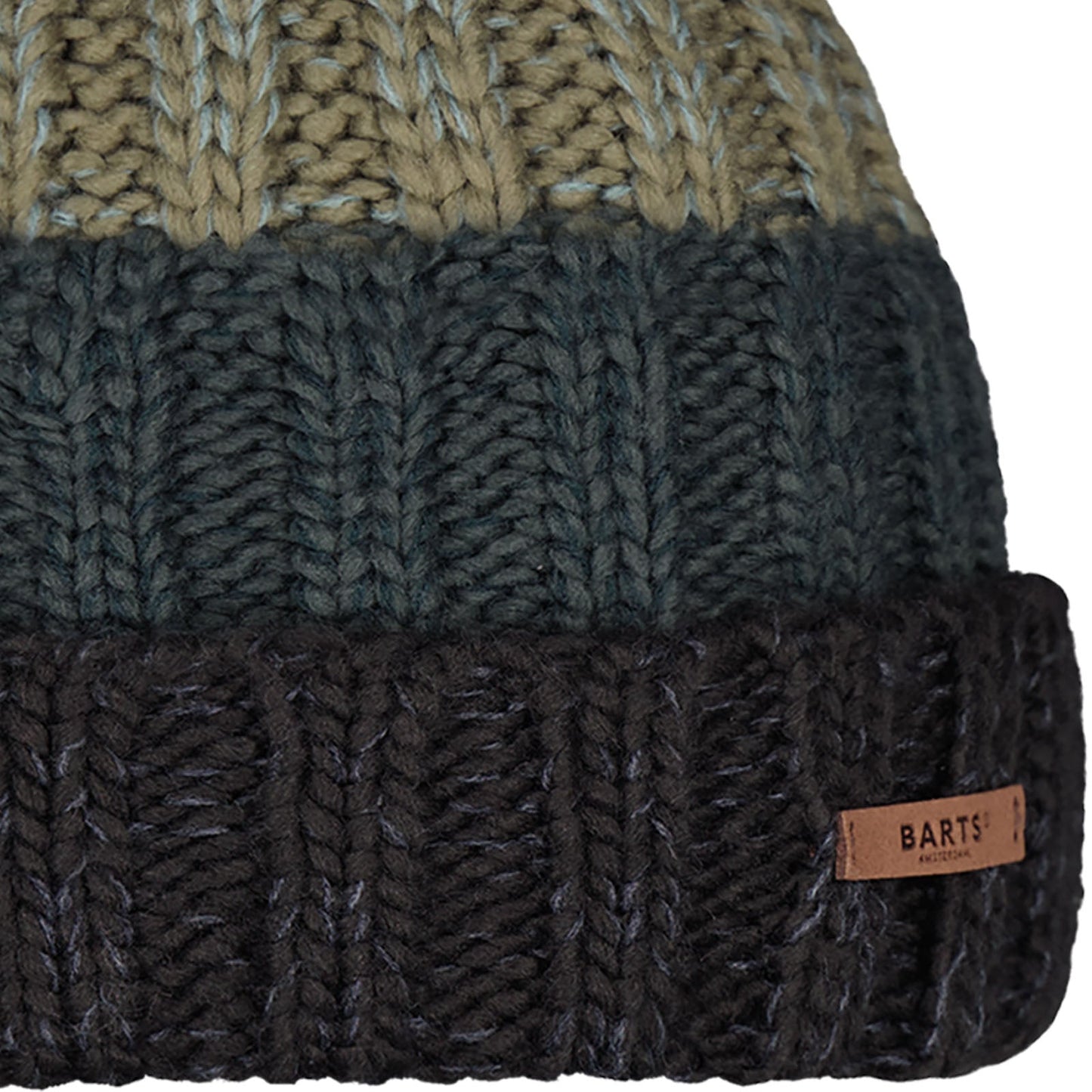 Barts Mens Wilhelm Cuffed Mixed Knit Knitted Bobble Hat