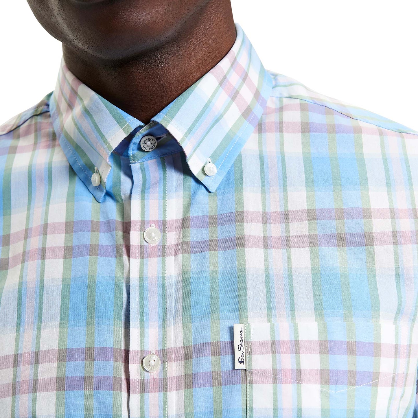 Ben Sherman Mens Irregular Check Big & Tall Short Sleeve Shirt