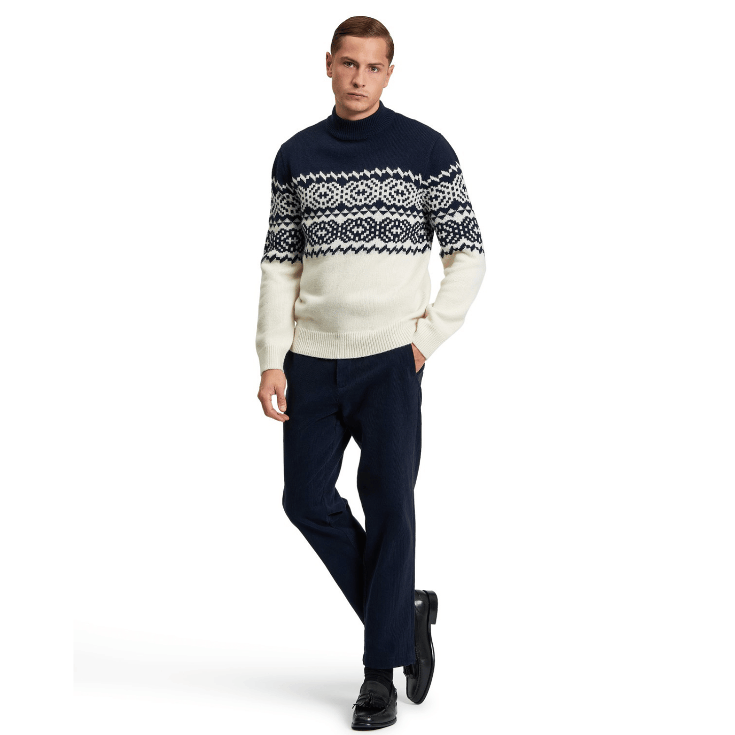 Ben Sherman Mens Mono Fairisle Crew Neck Knitwear Christmas Jumper