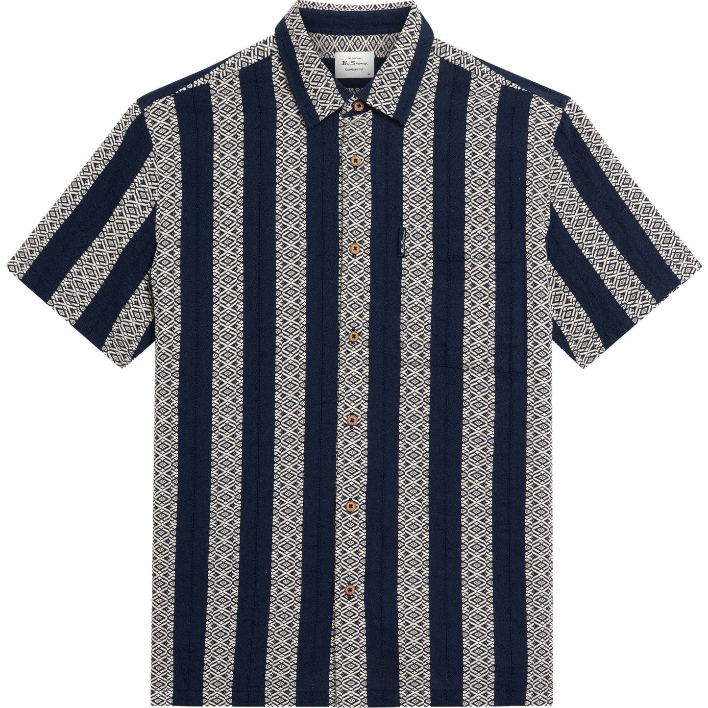 Ben Sherman Mens Block Geo Jacquard Short Sleeve Shirt
