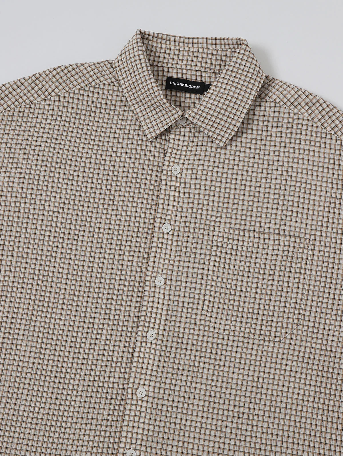 BOXY CROPPED FIT 'BEIGE' PLAID SHIRT