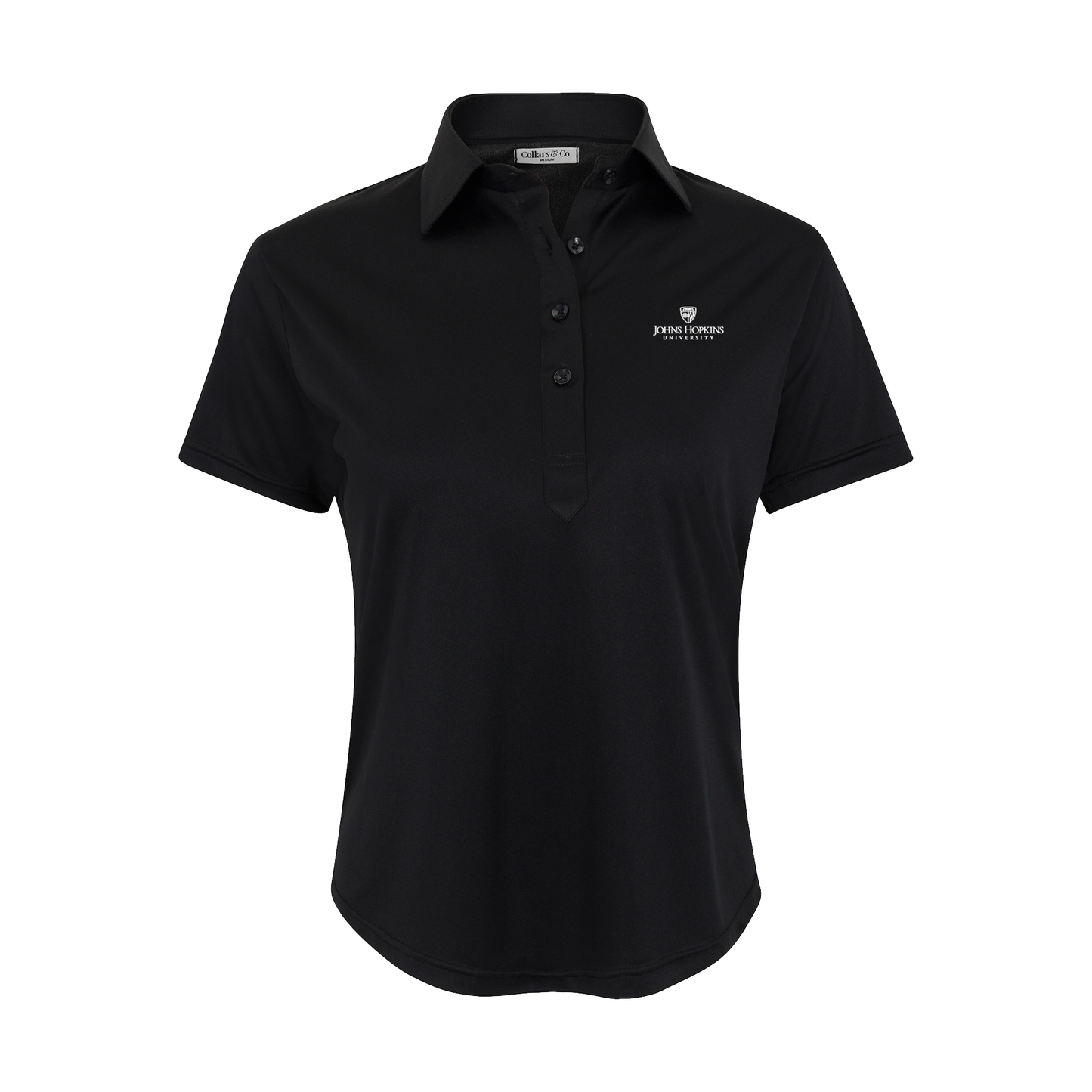 Johns Hopkins Women's Cap Sleeve Semi Spread Polo Black