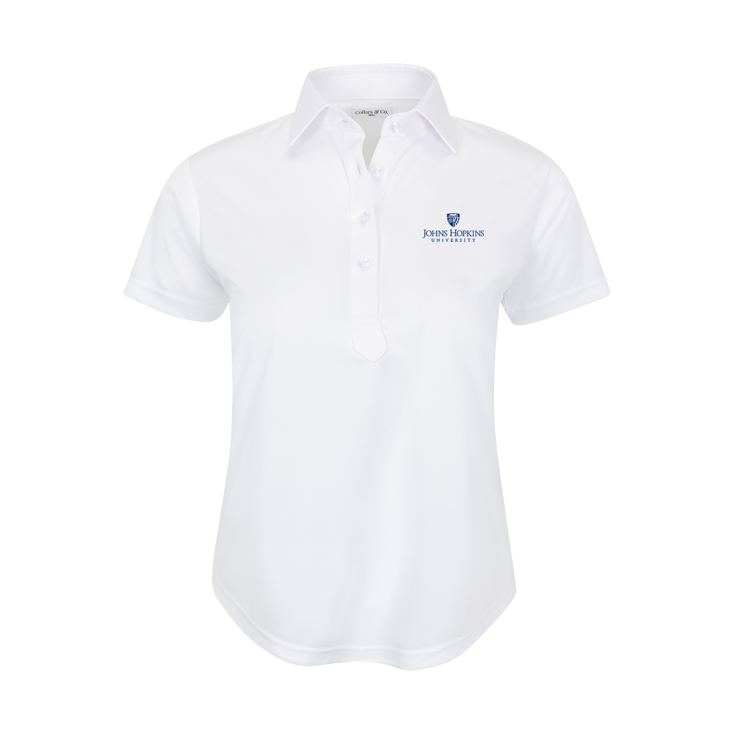 Johns Hopkins Women's Cap Sleeve Semi Spread Polo White