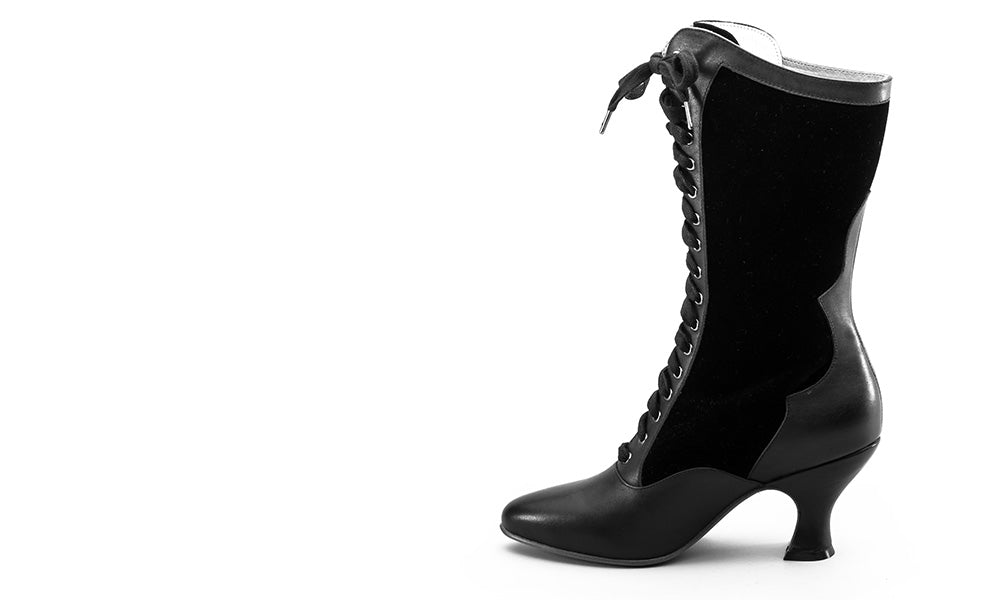 Camille Edwardian Boots (Black/Black)