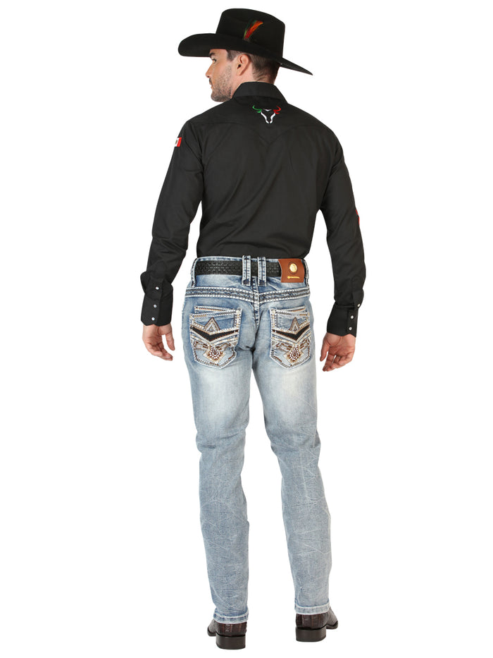Centenario Men's Premium Denim Boot Cut Pants - Blue