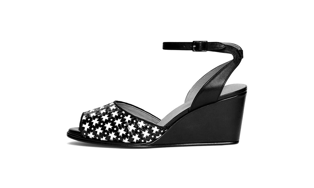 PRE-ORDER Judy 1940s Wedges (Black/Ivory)