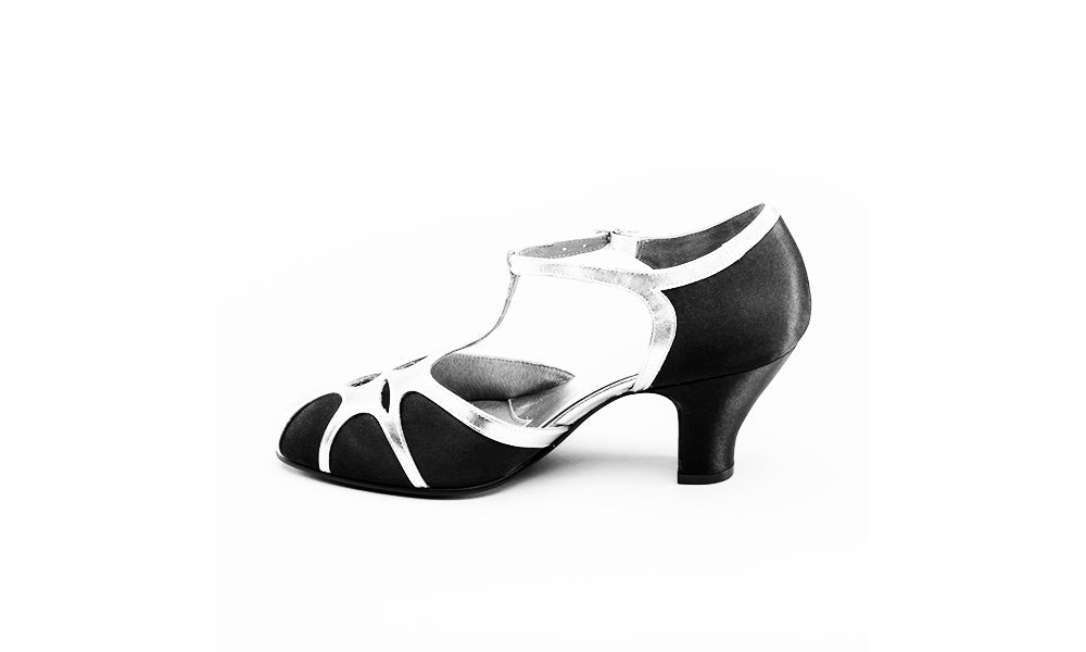 Lilith Vintage Flapper T-Straps (Black/Silver)