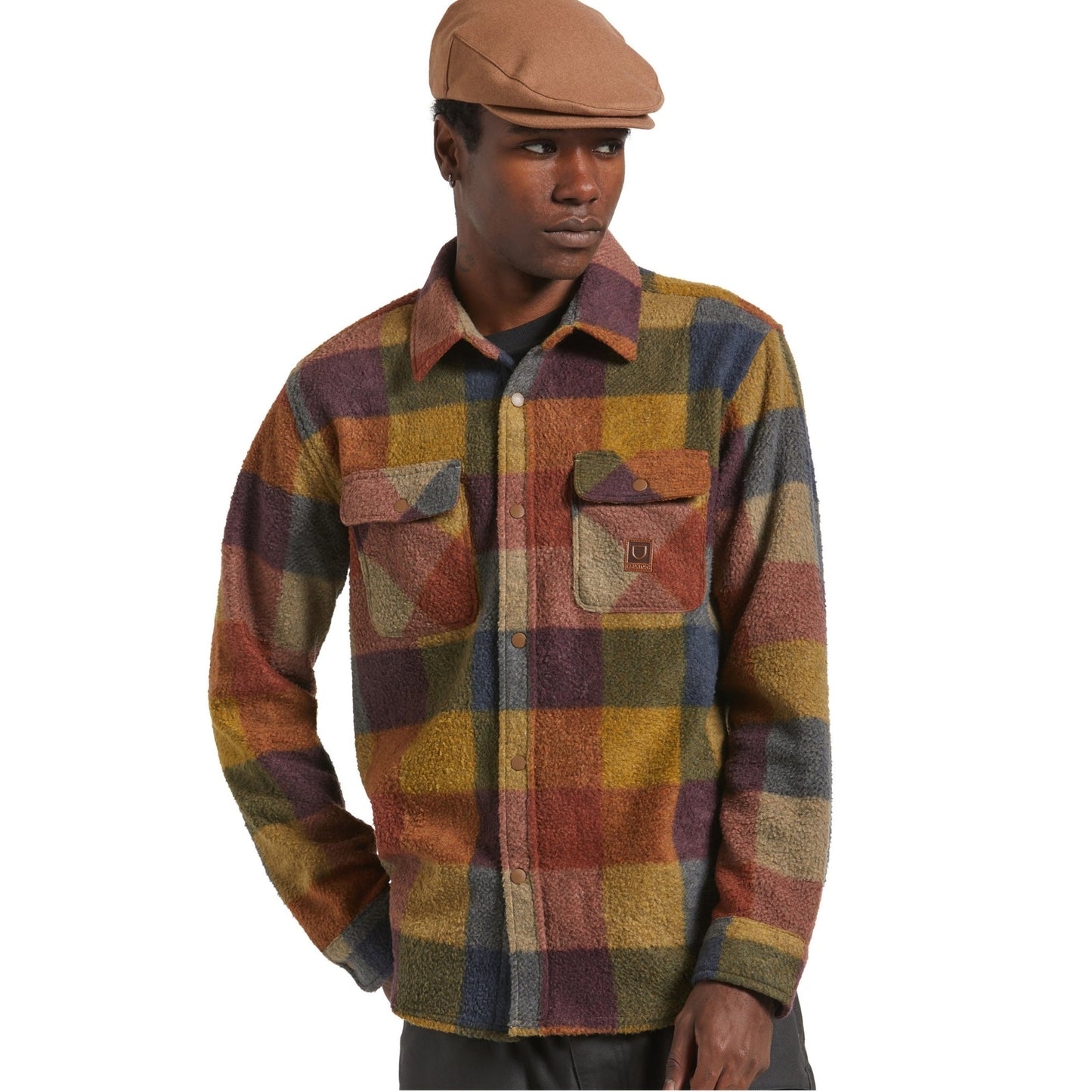 Brixton Mens Bowery Arctic Stretch Button Up Fleece