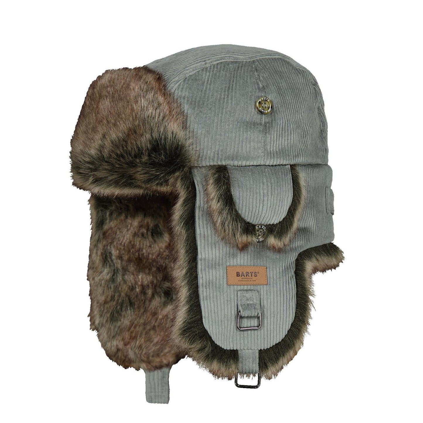 Barts Rib Cord Faux Fur Lining Strap Bomber Hat
