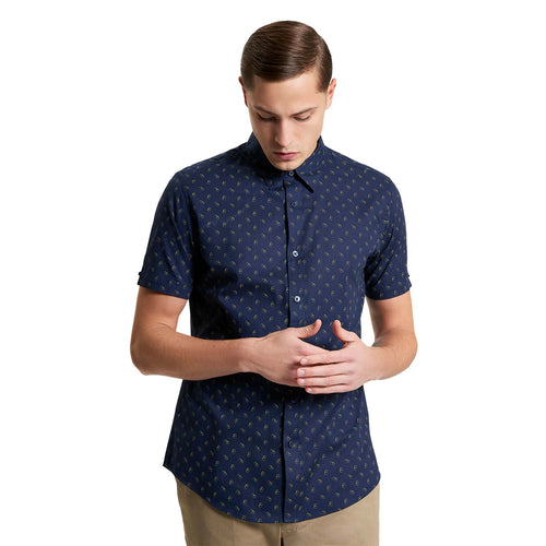 Ben Sherman Mens Stipple Print Short Sleeve Shirt