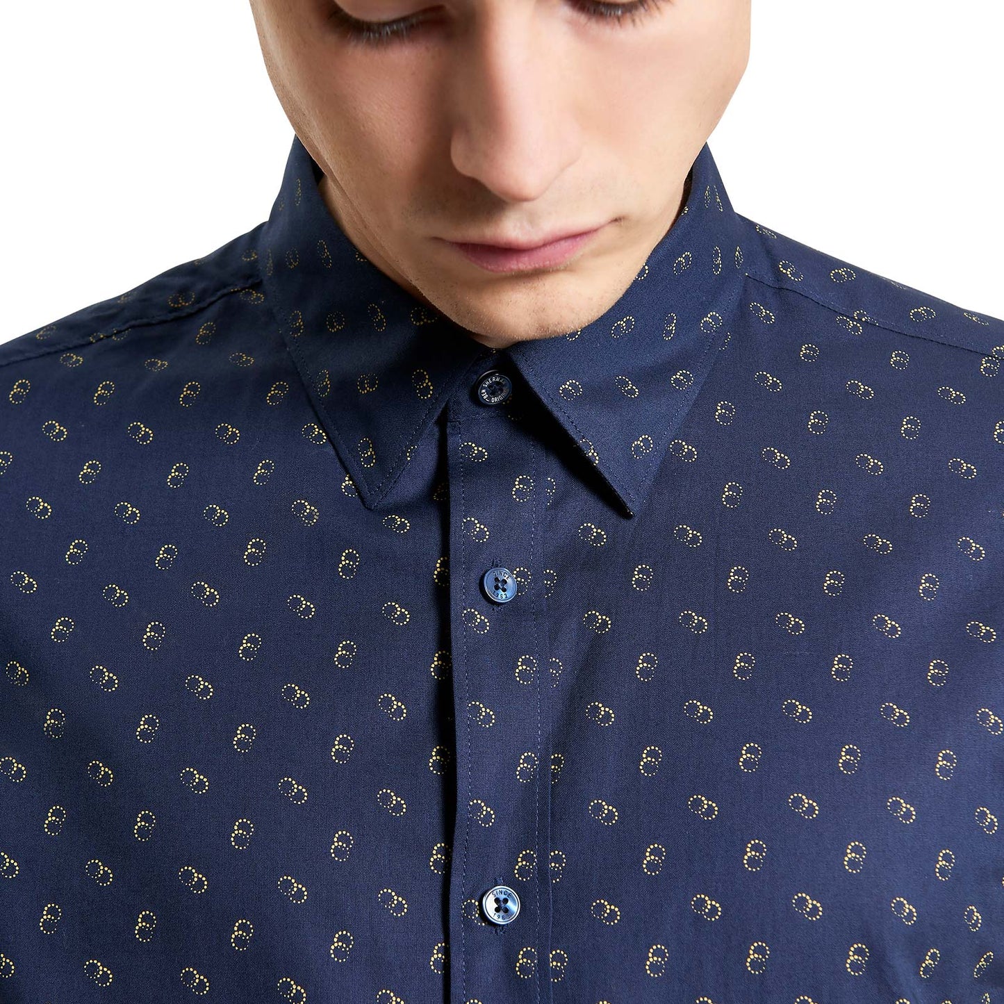 Ben Sherman Mens Stipple Print Big & Tall Short Sleeve Shirt