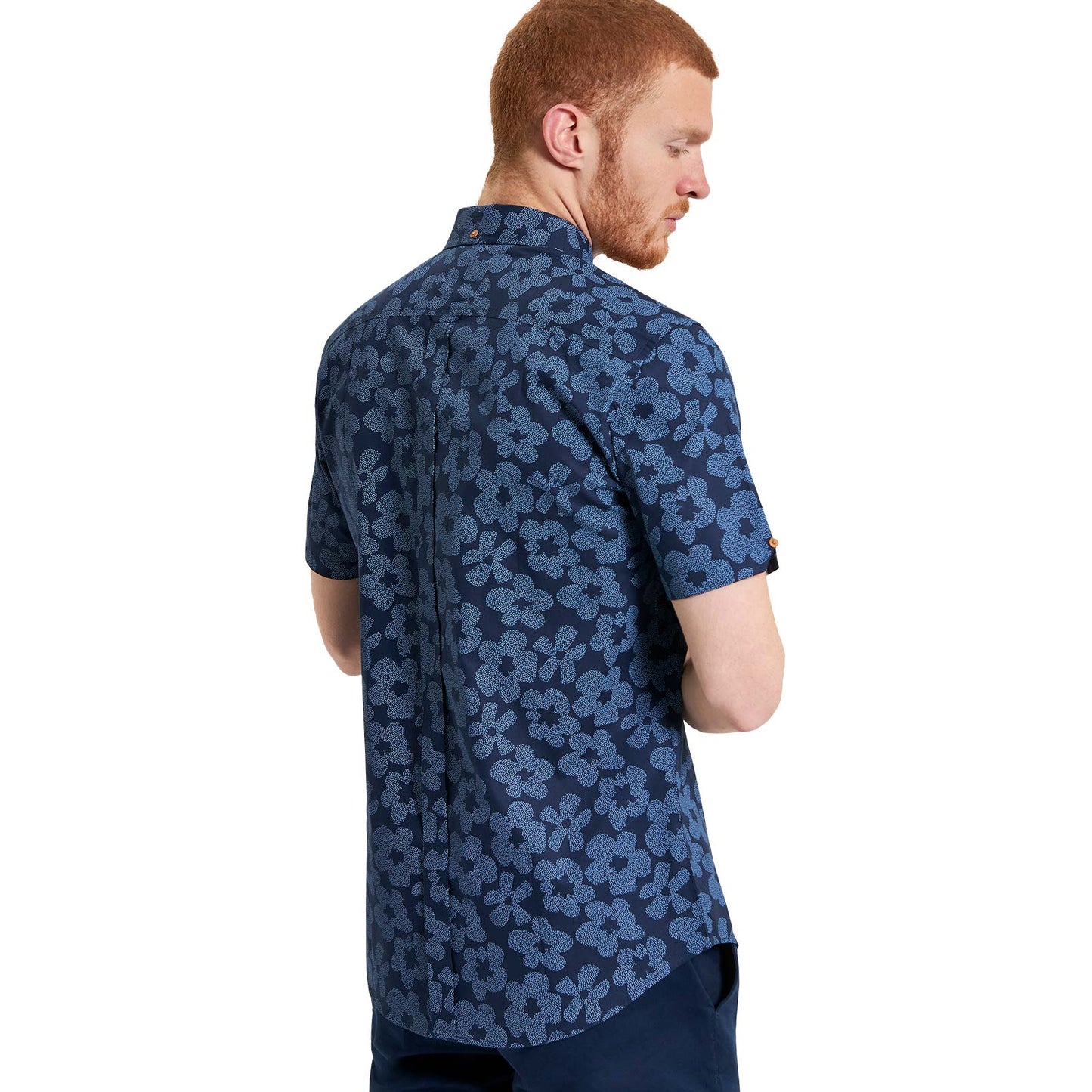 Ben Sherman Mens Stipple Floral Print Big & Tall Short Sleeve Shirt
