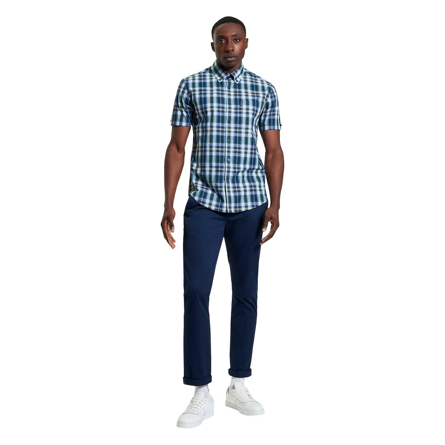 Ben Sherman Mens Irregular Check Big & Tall Short Sleeve Shirt