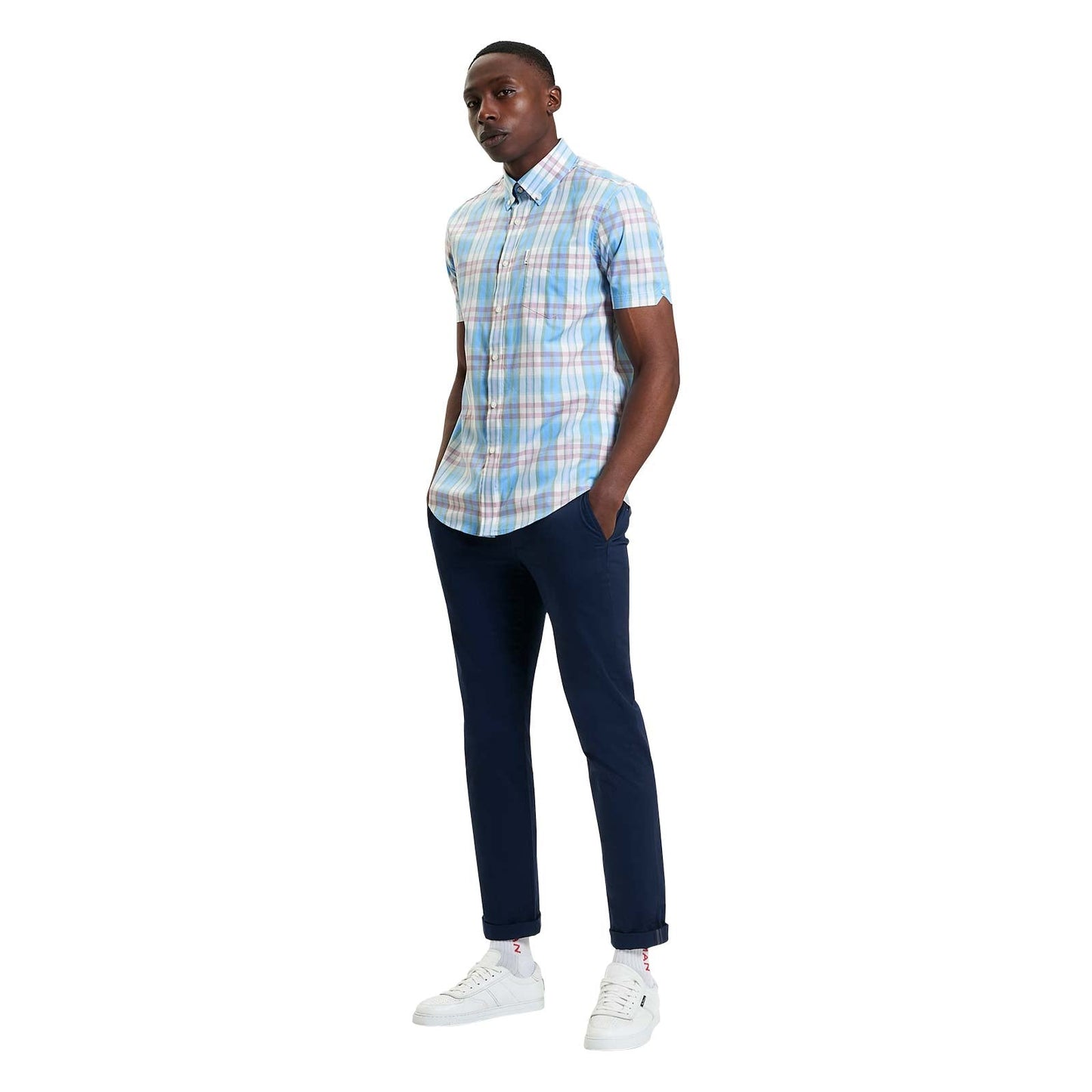 Ben Sherman Mens Irregular Check Big & Tall Short Sleeve Shirt