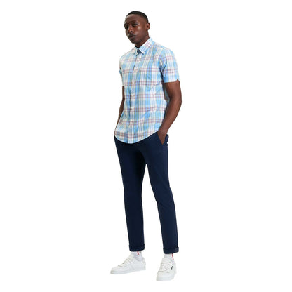 Ben Sherman Mens Irregular Check Big & Tall Short Sleeve Shirt