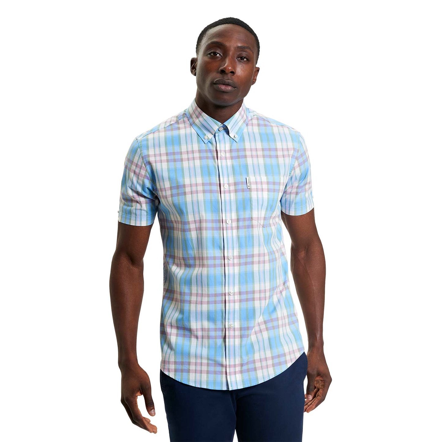 Ben Sherman Mens Irregular Check Big & Tall Short Sleeve Shirt