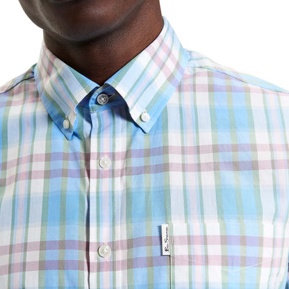 Ben Sherman Mens Irregular Check Big & Tall Short Sleeve Shirt