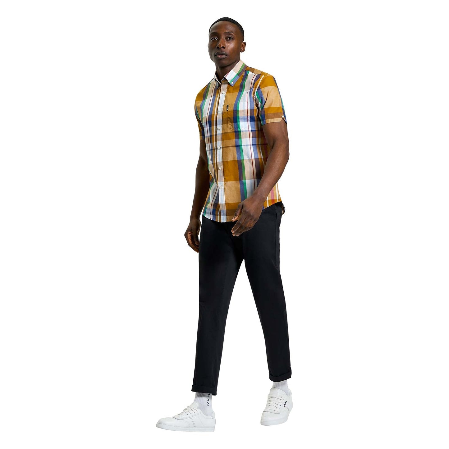 Ben Sherman Mens Large Madras Check Short Sleeve Shirt