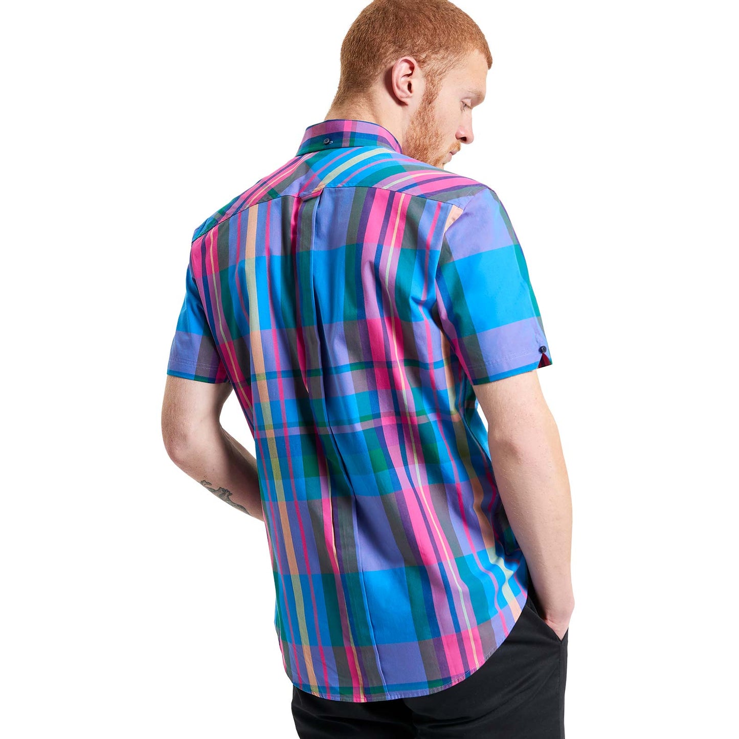 Ben Sherman Mens Large Madras Check Short Sleeve Shirt