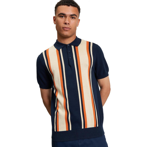 Ben Sherman Mens Vertical Stripe Short Sleeve Polo Shirt