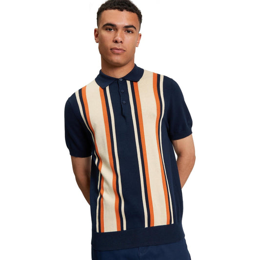 Ben Sherman Mens Vertical Stripe Short Sleeve Polo Shirt