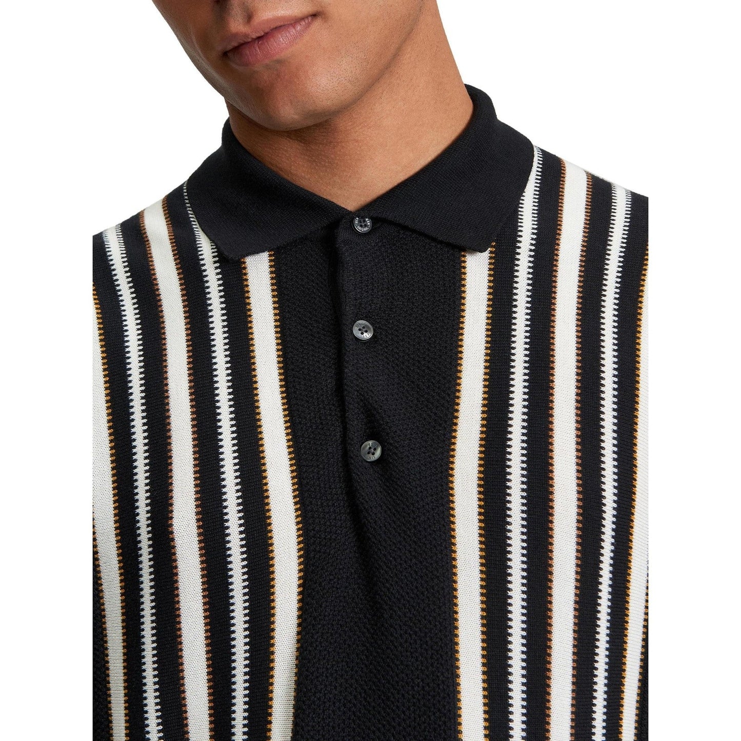 Ben Sherman Mens Placement Stripe Short Sleeve Polo Shirt