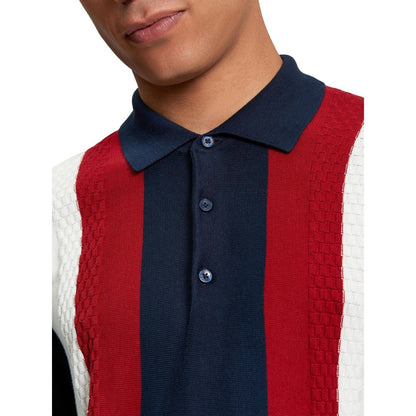 Ben Sherman Mens Vertical Stripe Long Sleeve Polo Shirt