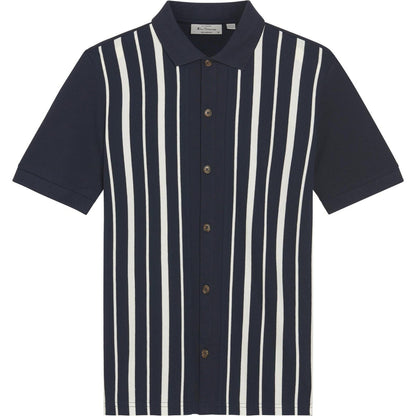 Ben Sherman Mens Button Through Stripe Short Sleeve Polo Shirt