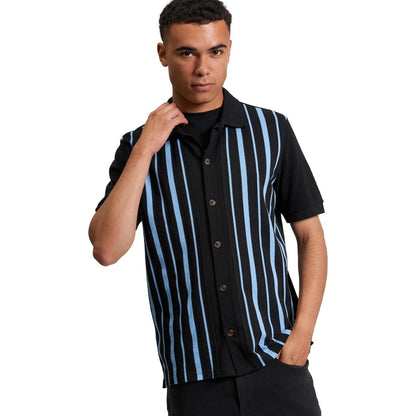Ben Sherman Mens Button Through Stripe Short Sleeve Polo Shirt