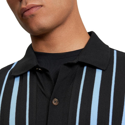 Ben Sherman Mens Button Through Stripe Short Sleeve Polo Shirt