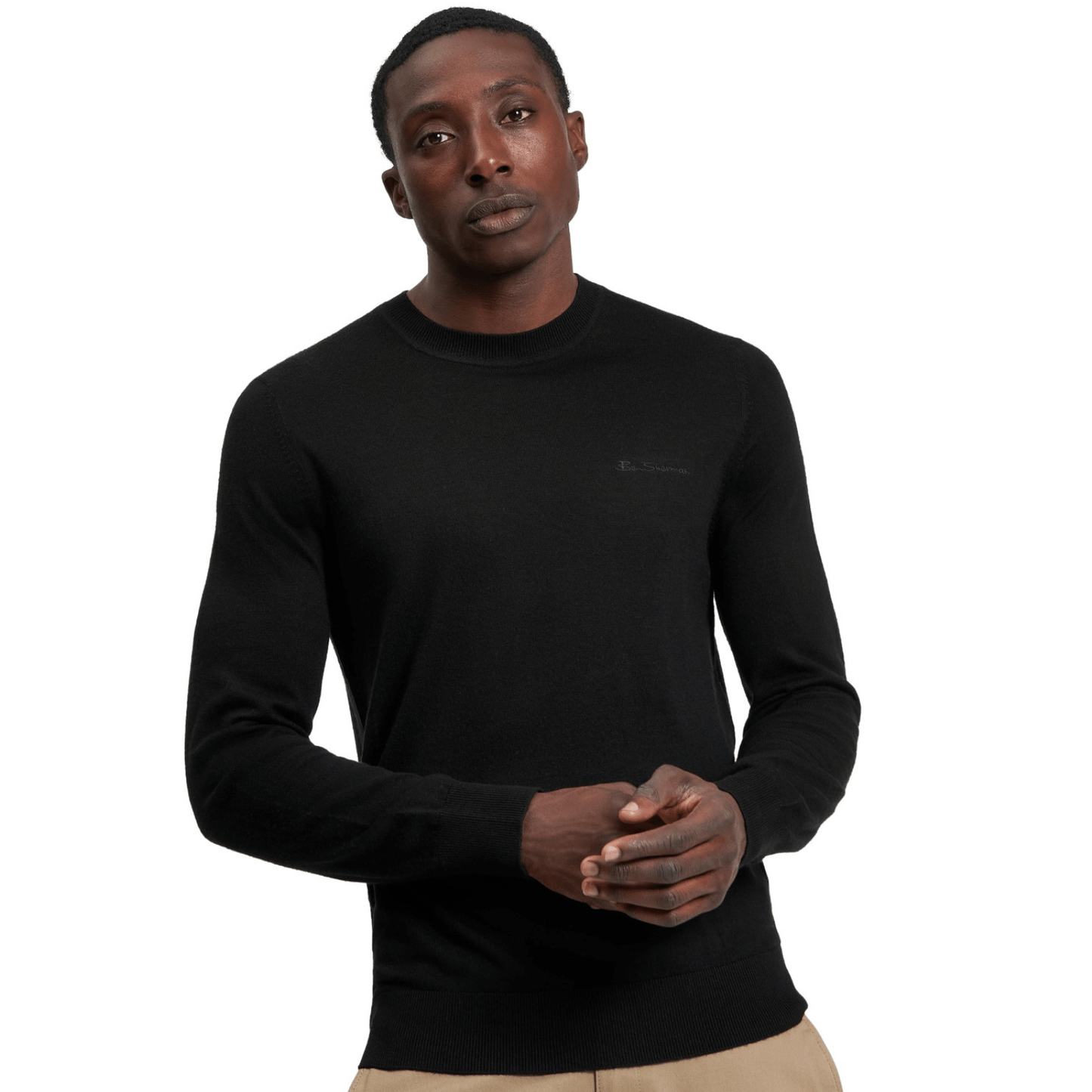 Ben Sherman Mens Merino Crew Neck Knitwear Jumper