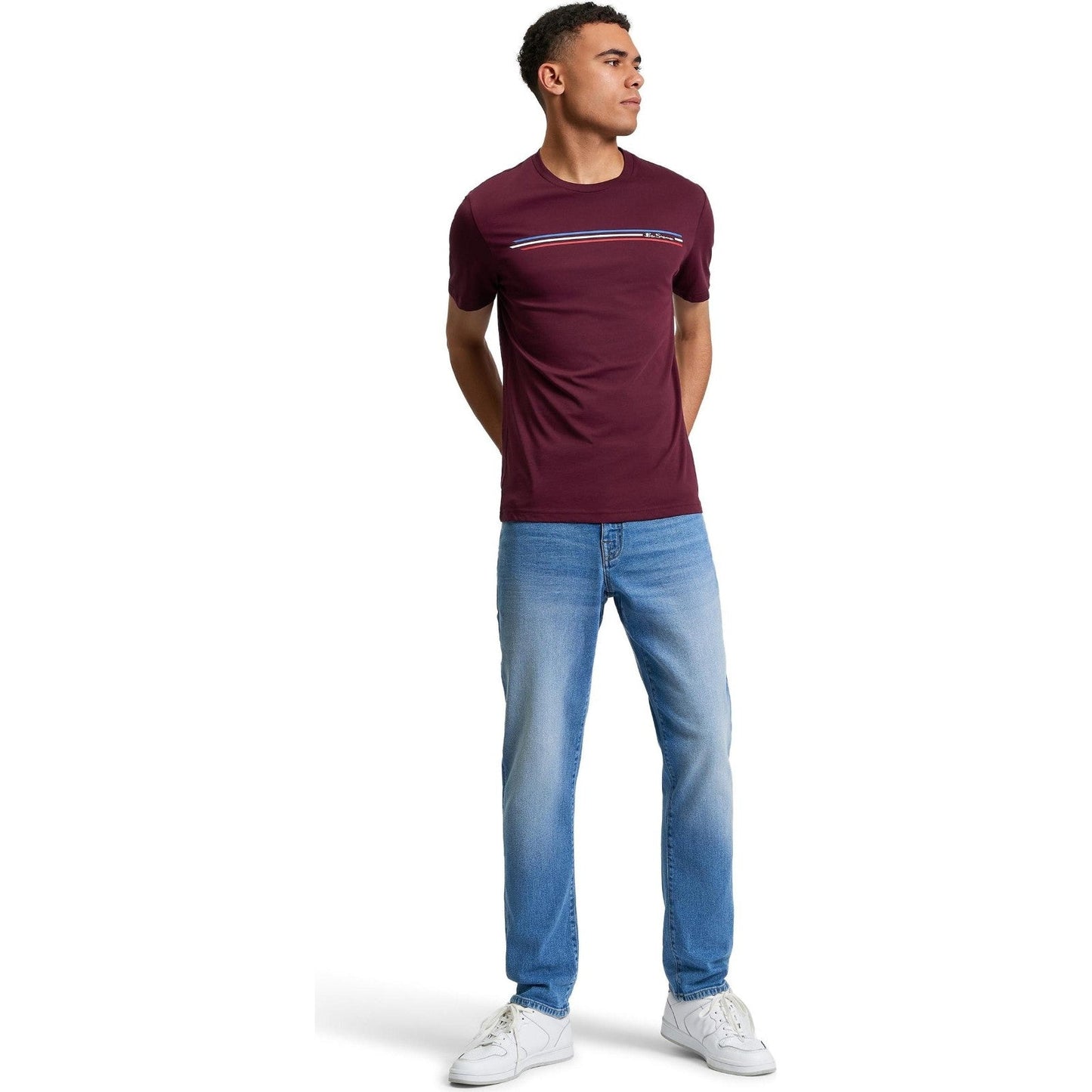Ben Sherman Mens Core Stripe Graphic Short Sleeve T-Shirt