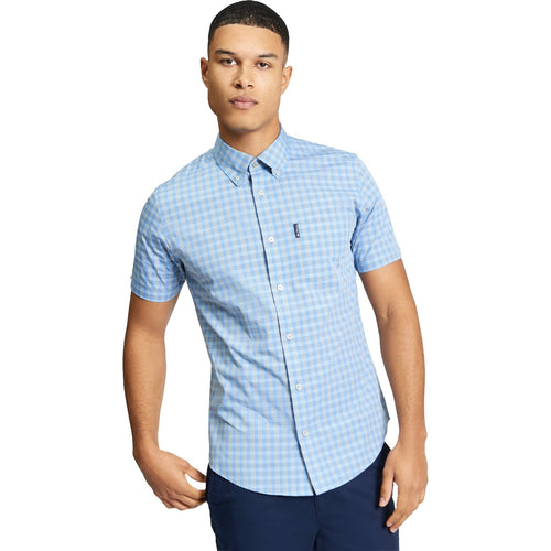 Ben Sherman Mens Linear Gingham Short Sleeve Shirt