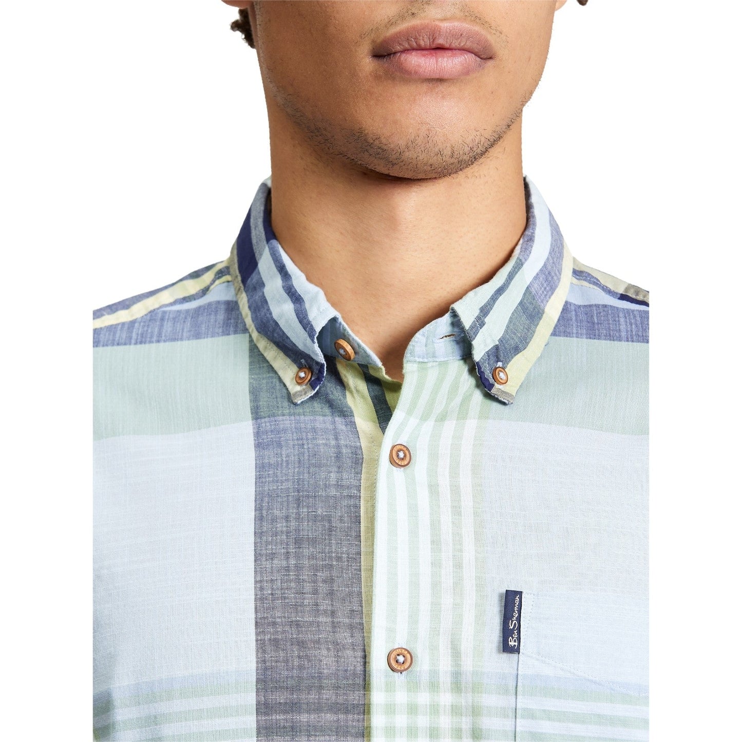 Ben Sherman Mens Large Madras Check Short Sleeve Shirt