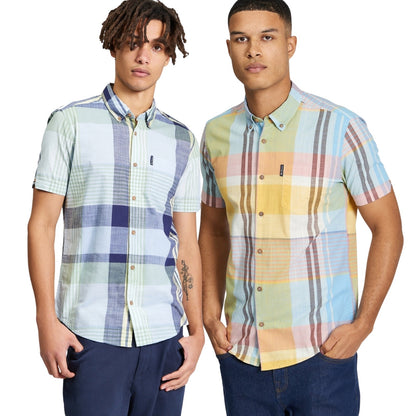 Ben Sherman Mens Large Madras Check Short Sleeve Shirt