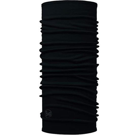 Buff Midweight Merino Wool Solid Bandana Neck Gaiter - Black