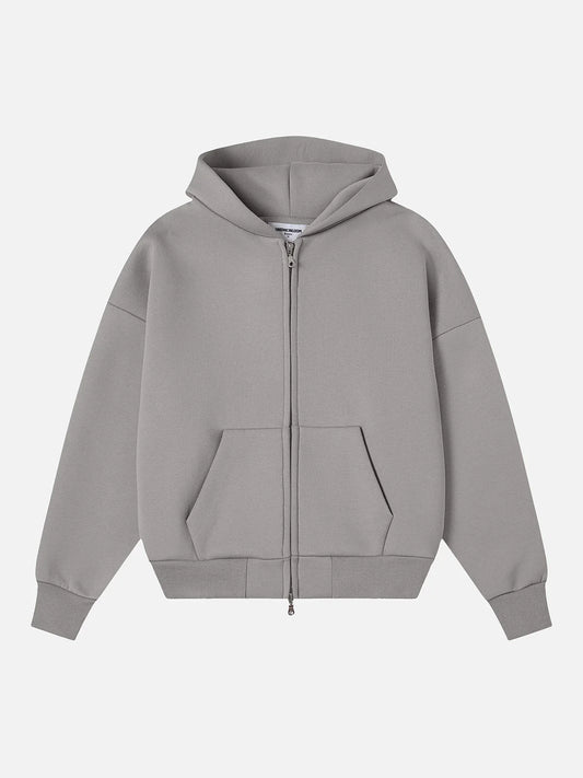 630 GSM BOXY CROPPED FIT 'SMOKE' ZIP-UP HOODIE