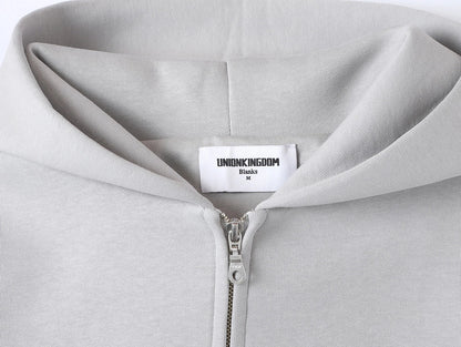 630 GSM BOXY CROPPED FIT 'ARCTIC GRAY' ZIP-UP HOODIE