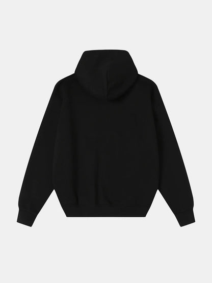630 GSM BOXY CROPPED FIT 'BLACK' ZIP-UP HOODIE