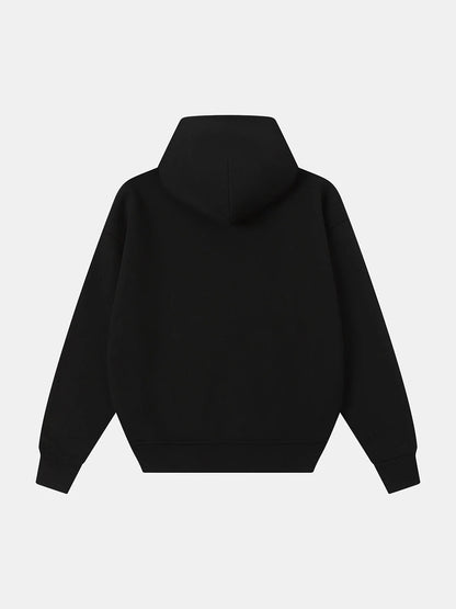 520 GSM BOXY CROPPED FIT 'BLACK' ZIP-UP HOODIE