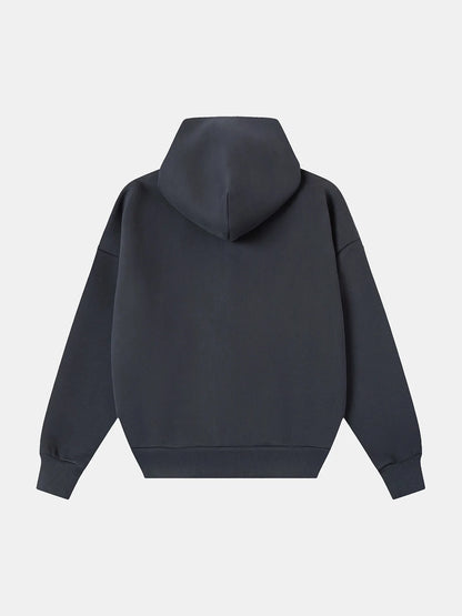 630 GSM BOXY CROPPED FIT 'STONE COAL' ZIP-UP HOODIE