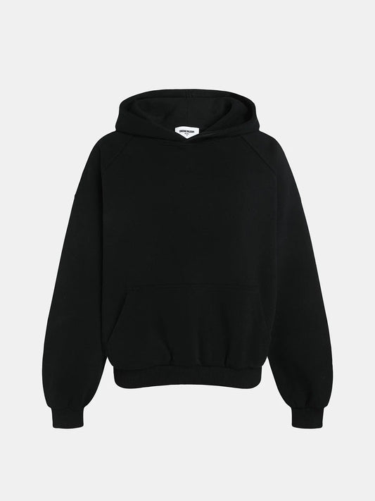 480 GSM RAGLAN BOXY CROPPED FIT 'BLACK' HOODIE