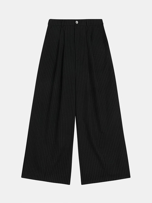 300 GSM BAGGY FIT STRIPED PLEATED 'BLACK' PANTS