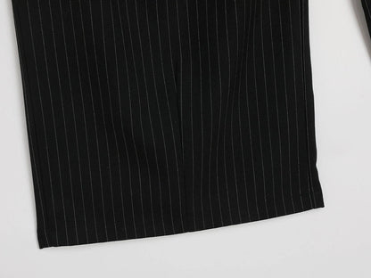 300 GSM BAGGY FIT STRIPED PLEATED 'BLACK' PANTS