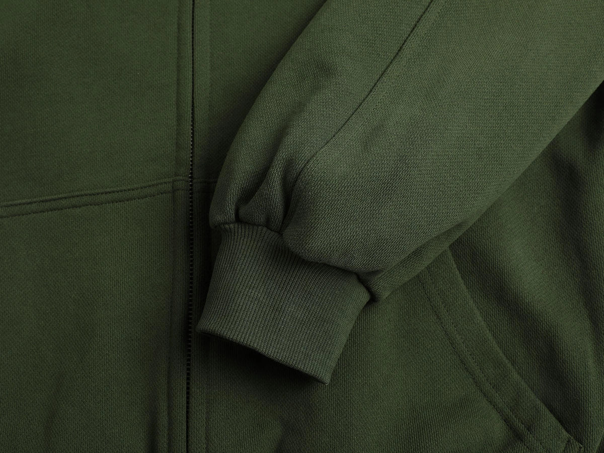 480 GSM RAGLAN BOXY CROPPED FIT 'OLIVE' ZIP-UP HOODIE