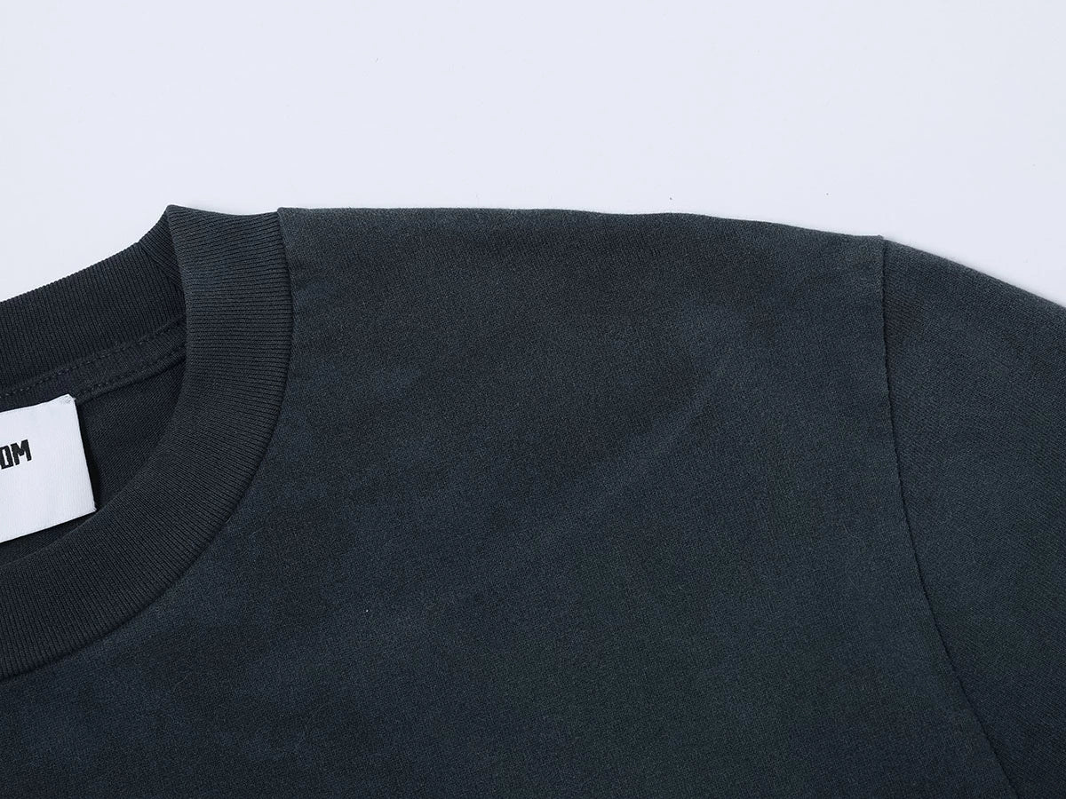 320 GSM BOXY CROPPED 'WASHED NAVY BLUE' T-SHIRT