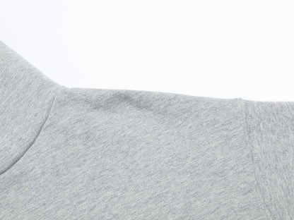480 GSM FLEECE CROPPED FIT 'FLOWER GRAY' HOODIE