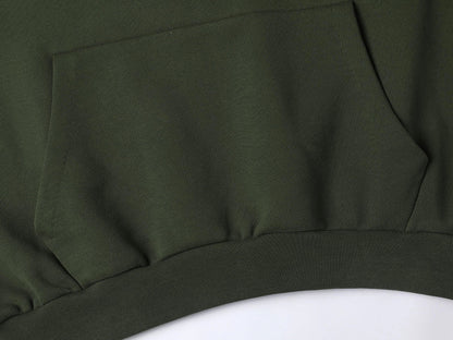 600 GSM RAGLAN CROPPED FIT 'OLIVE' HOODIE