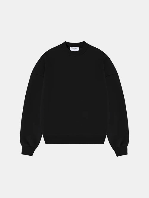 630 GSM BOXY CROPPED FIT 'BLACK' CREWNECK
