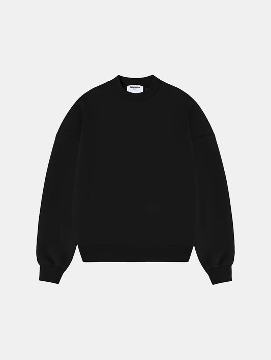 630 GSM BOXY CROPPED FIT 'BLACK' CREWNECK